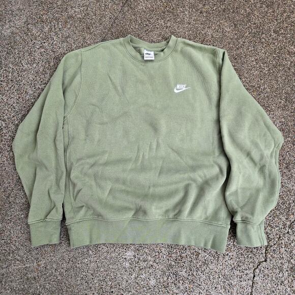 Vtg Y2k NIKE Embroidered Swoosh Spellout Logo Pistachio Athletic Sweatshirt Med - Picture 1 of 5